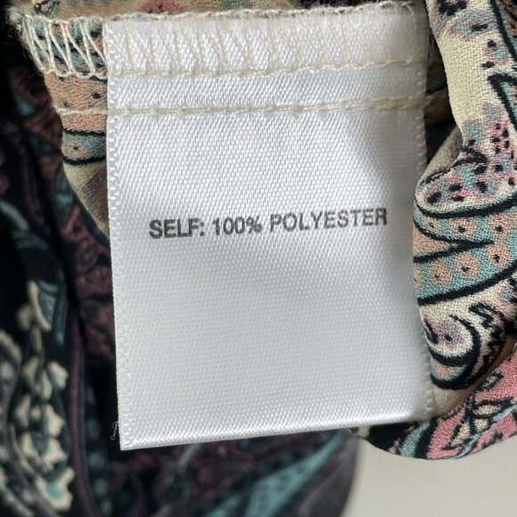 Rose + Olive Womens Plus 1X Boho Patterned Blouse 3/4 Sleeve Button Up Shirt Top - Picture 5 of 11